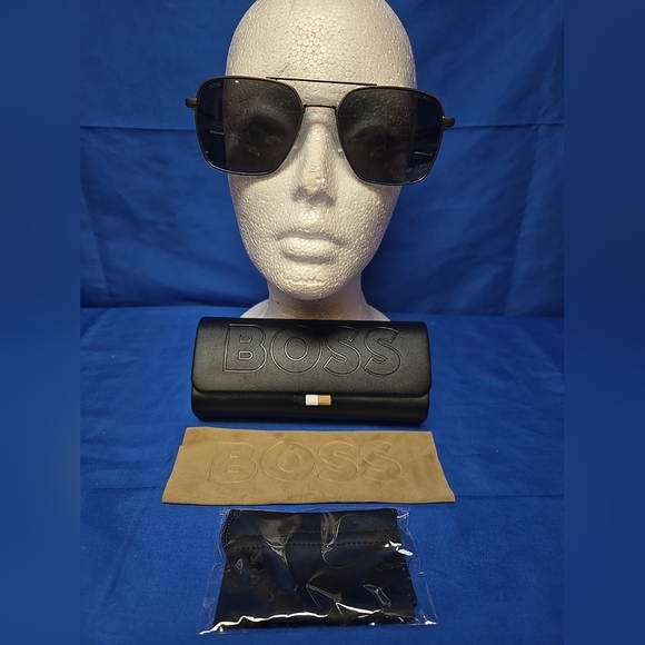 Boss 57mm Aviator Sunglasses Grey Frame Grey Polarized Lenses
